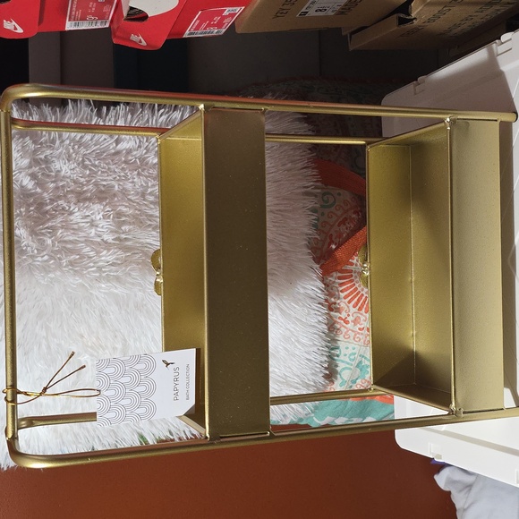 NWT Papyrus Gold and Black Two-Tier Shelf with Bow Accents - Picture 4 of 4